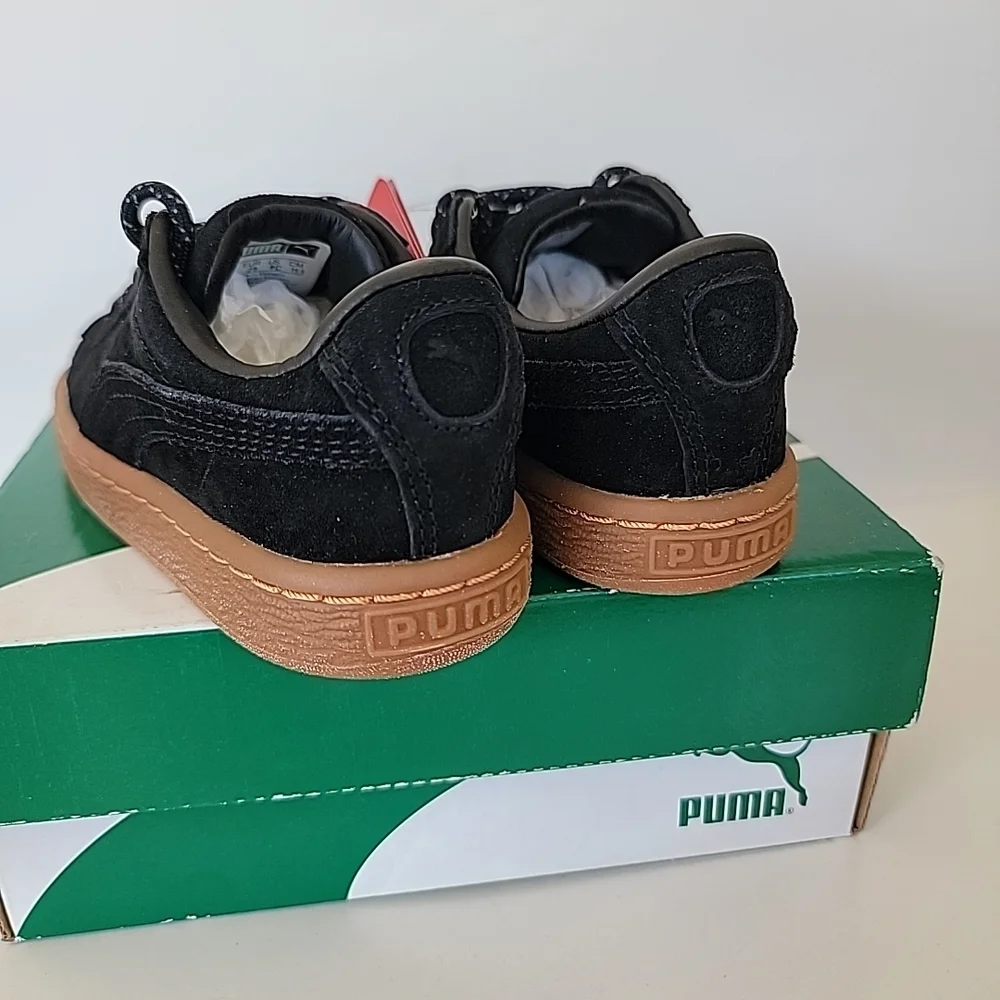 PUMA Basket Classic Winterized Kid’s Shoes in Puma Black, Sz. US 9C